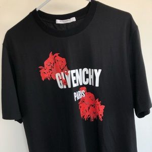 Authentic Givenchy Paris Roses Logo T-shirt Sz M